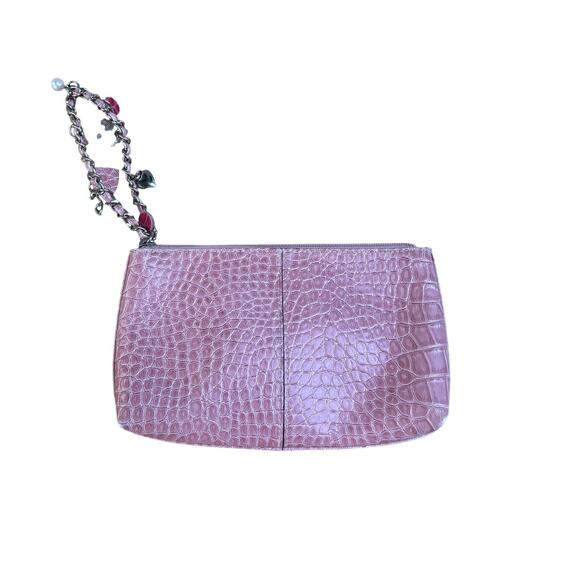 Liz Claiborne Handbags - Y2K Pink Croc Clutch 🐊 Liz Claiborne Keychain Bag | Princess Vibes 💕